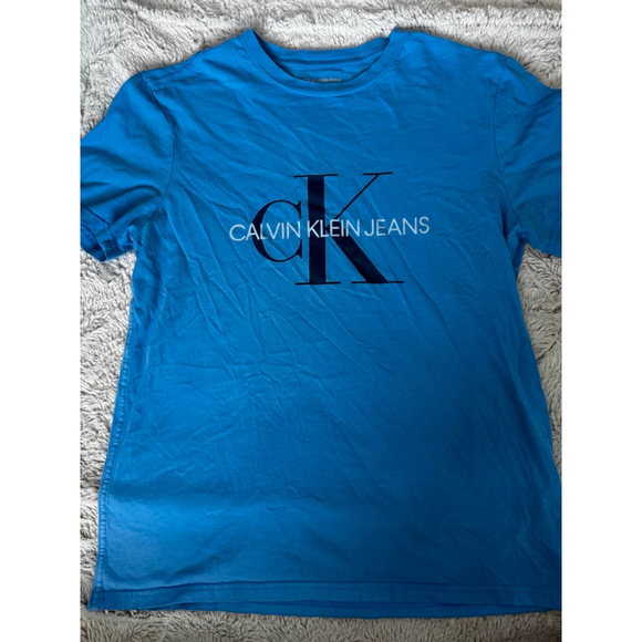Calvin Klein Jeans Men’s Size Small Sky Blue Graphic Tee, bought on sale for $27 - Picture 1 of 4